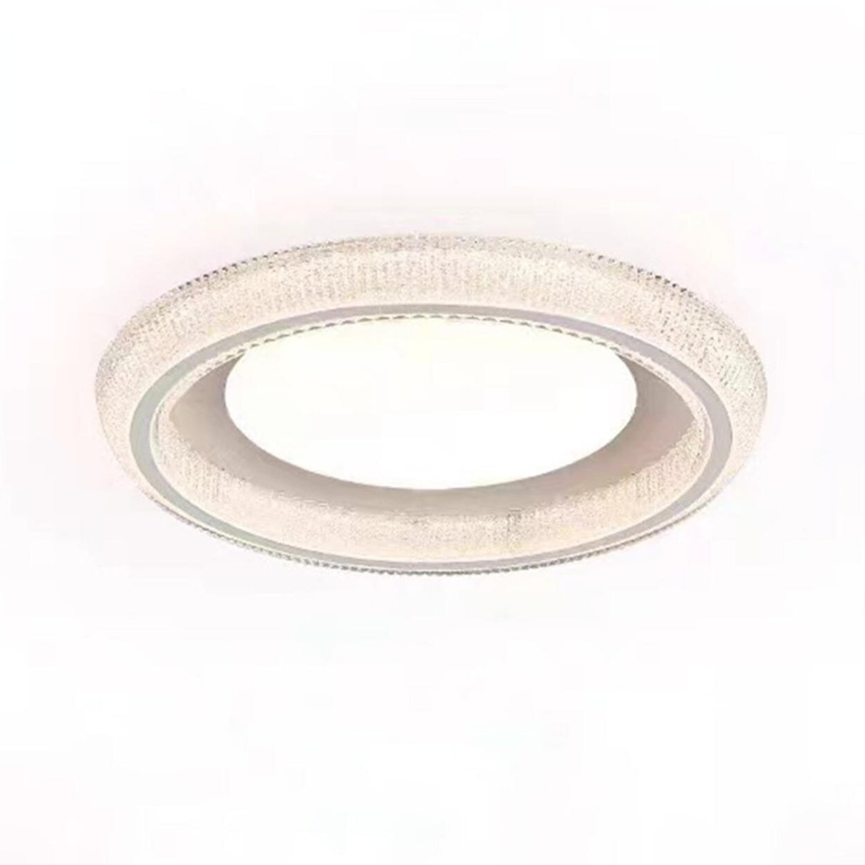 Bedroom Clear Glass White Round Flush Mount Light Image - 6