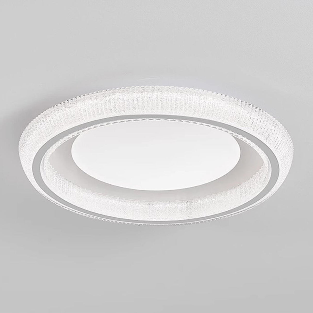 Bedroom Clear Glass White Round Flush Mount Light Image - 9