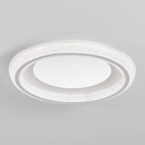 Bedroom Clear Glass White Round Flush Mount Light Image - 9