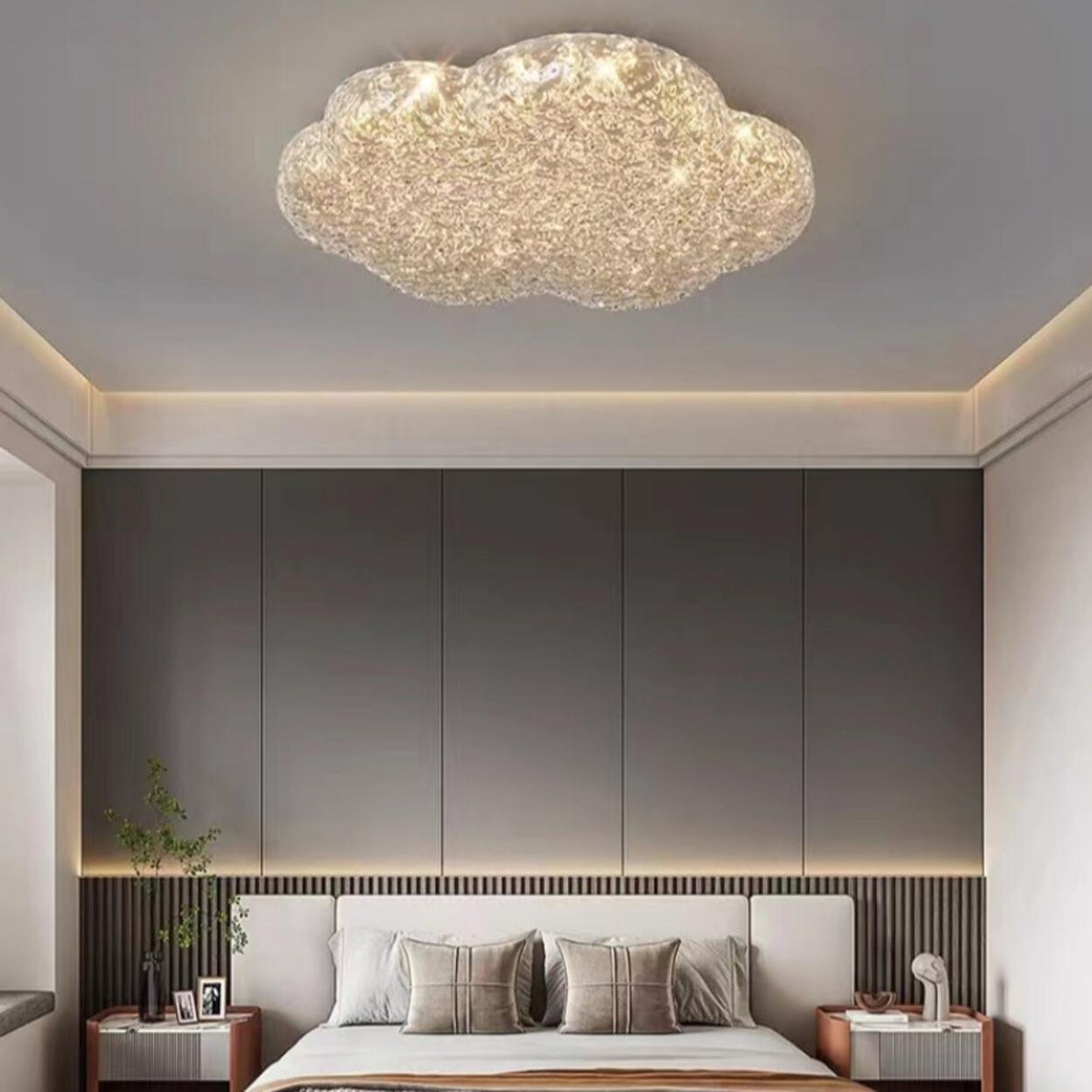 Bedroom Cloud Clear Resin Flush Mount Ceiling Light Image - 1