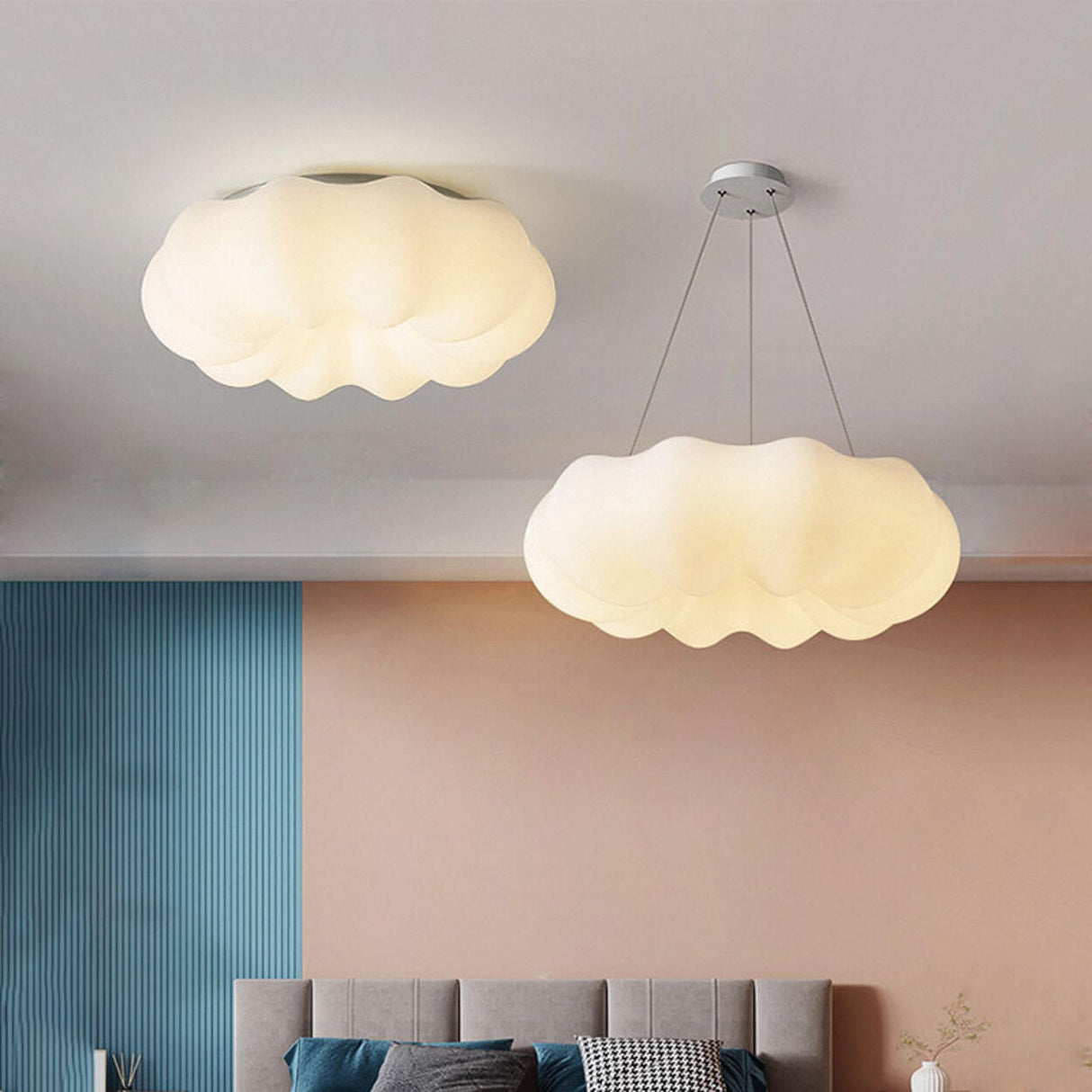 Bedroom Cloud White LED Flush Mount Ceiling Light Image - 2