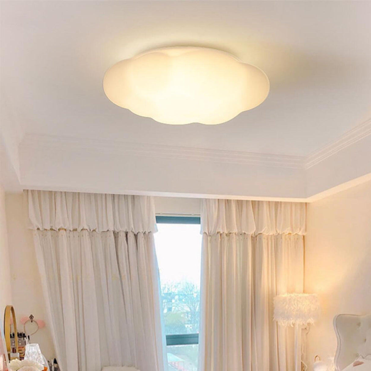 Bedroom Cloud White LED Flush Mount Ceiling Light Image - 3