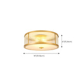 Bedroom Colonial Golden Drum Glass Flush Mount Light #size