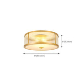 Bedroom Colonial Golden Drum Glass Flush Mount Light Image - 12