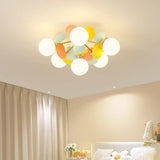 Bedroom Colorful Globe Semi-Flush Mount Light 6-Light Image - 1