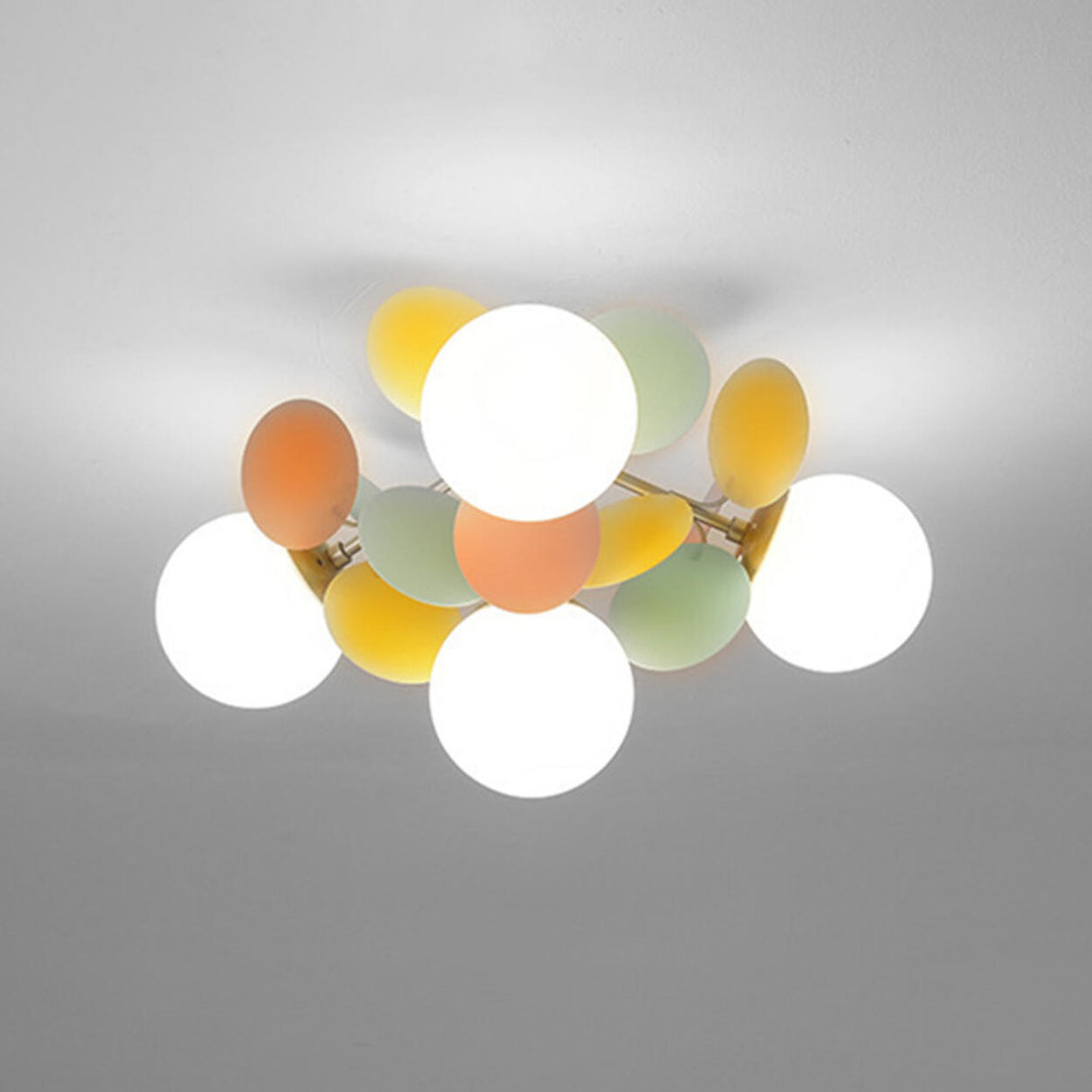 Bedroom Colorful Globe Semi-Flush Mount Light 6-Light Image - 12