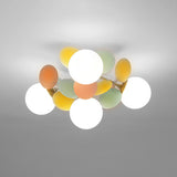 Bedroom Colorful Globe Semi-Flush Mount Light 6-Light Image - 12