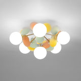 Bedroom Colorful Globe Semi-Flush Mount Light 6-Light Image - 15