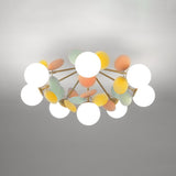 Bedroom Colorful Globe Semi-Flush Mount Light 6-Light Image - 21