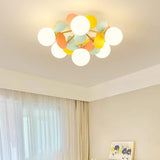 Bedroom Colorful Globe Semi-Flush Mount Light 6-Light Image - 25