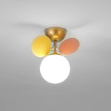 Bedroom Colorful Globe Semi-Flush Mount Light 6-Light Image - 5