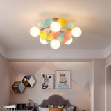 Bedroom Colorful Globe Semi-Flush Mount Light 6-Light Image - 8