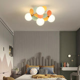 Bedroom Colorful Globe Semi-Flush Mount Light 8-Light Image - 16