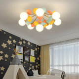 Bedroom Colorful Globe Semi-Flush Mount Light 8-Light Image - 17