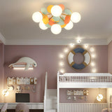 Bedroom Colorful Globe Semi-Flush Mount Light 8-Light Image - 4