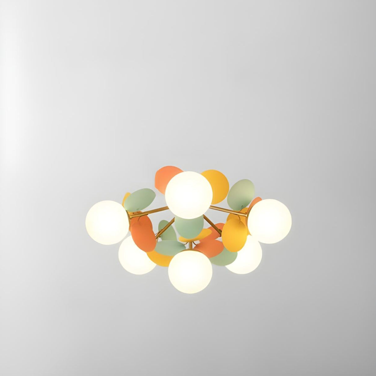 Bedroom Colorful Globe Semi-Flush Mount Light 8-Light Image - 7