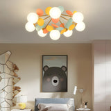 Bedroom Colorful Globe Semi-Flush Mount Light 8-Light Image - 8