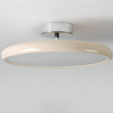 Bedroom Cream Round LED Semi-Flush Mount Ceiling Light Image - 12