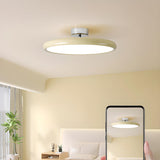 Bedroom Cream Round LED Semi-Flush Mount Ceiling Light Image - 18