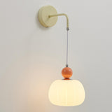 Bedroom Cream Yellow Pumpkin Pendant Wall Sconce Image - 2