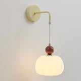 Bedroom Cream Yellow Pumpkin Pendant Wall Sconce Image - 3