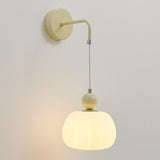 Bedroom Cream Yellow Pumpkin Pendant Wall Sconce Image - 5