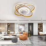 Bedroom Creative 2 Oval Rings Ceiling Fan with Light Image - 15