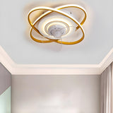 Bedroom Creative 2 Oval Rings Ceiling Fan with Light Image - 16