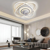 Bedroom Creative 2 Oval Rings Ceiling Fan with Light Image - 17