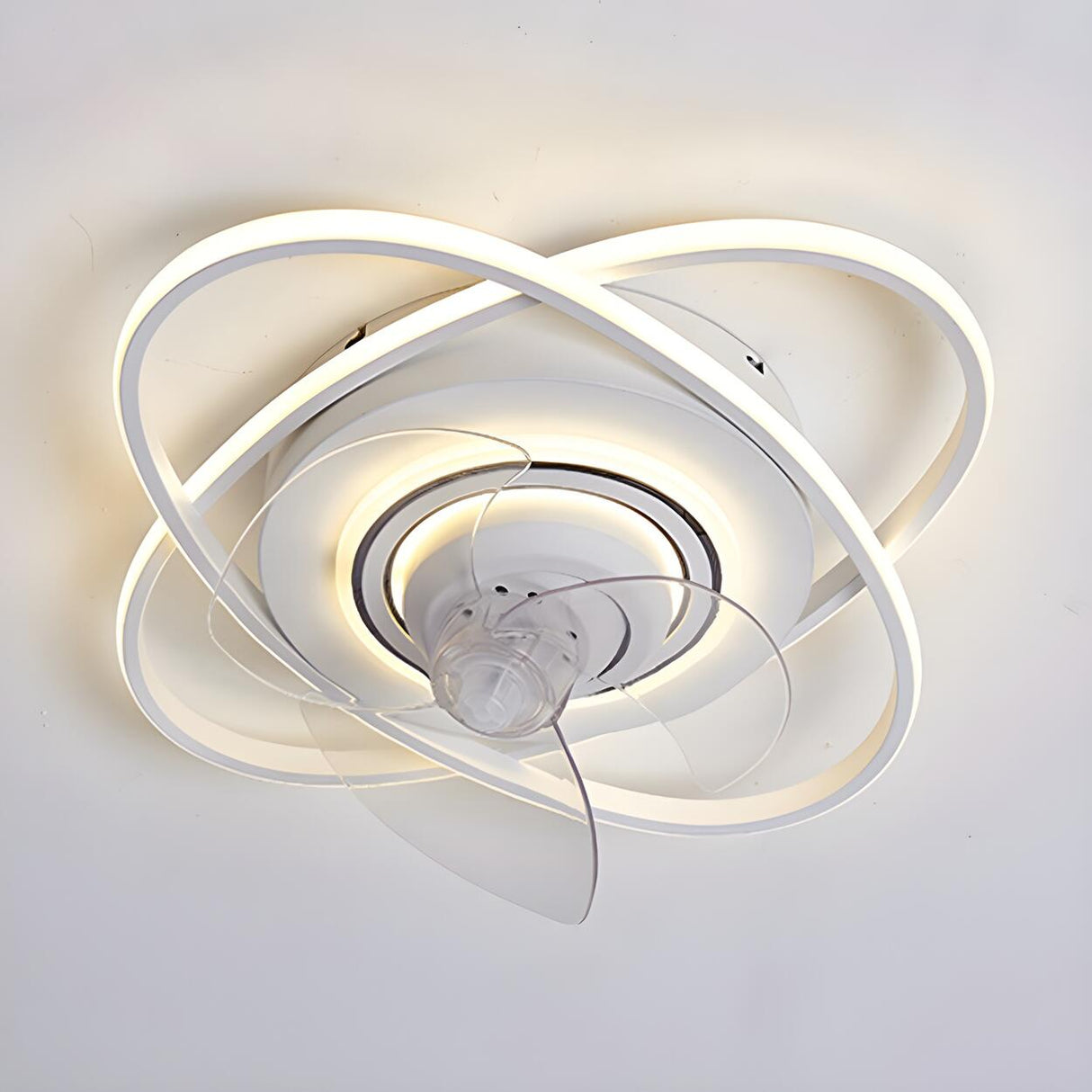 Bedroom Creative 2 Oval Rings Ceiling Fan with Light Image - 3