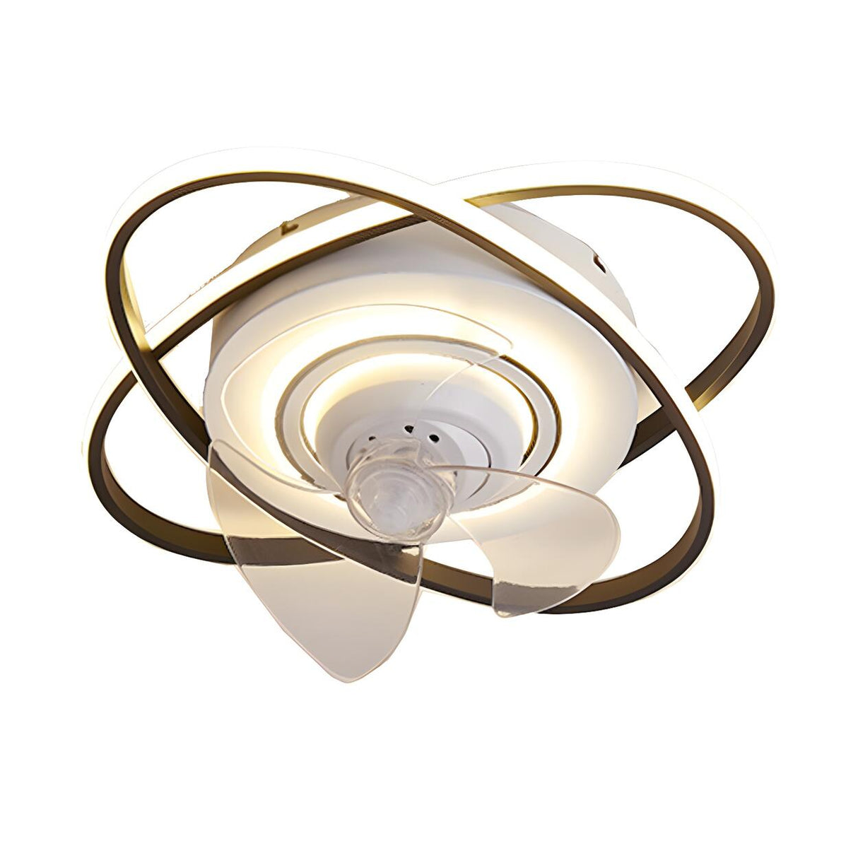 Bedroom Creative 2 Oval Rings Ceiling Fan with Light Image - 8