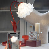 Bedroom Creative Flower Glass Shade Red Table Lamp Image - 12