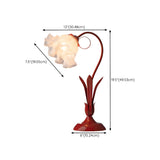 Bedroom Creative Flower Glass Shade Red Table Lamp #size