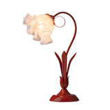 Bedroom Creative Flower Glass Shade Red Table Lamp Image - 5