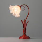 Bedroom Creative Flower Glass Shade Red Table Lamp Image - 6