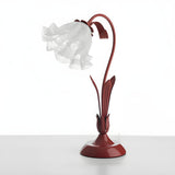 Bedroom Creative Flower Glass Shade Red Table Lamp Image - 8