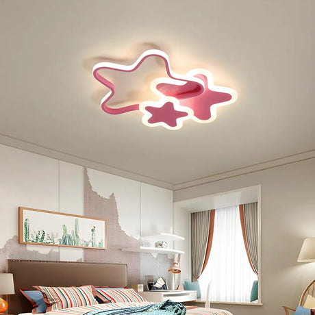 Bedroom Creative Pink Star-Shaped LED Flush Mount Light Image - 1