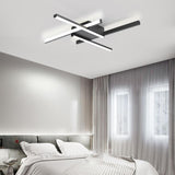 Bedroom Cross Black Linear Semi-Flush Mount Lamp 4-Lamp Image - 2