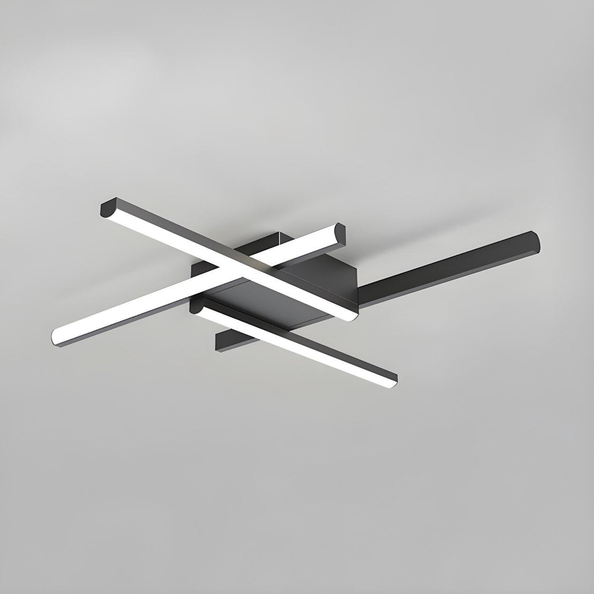 Bedroom Cross Black Linear Semi-Flush Mount Lamp 4-Lamp Image - 6