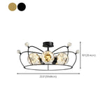 Bedroom Crown Crystal Glass Ball Semi-Flush Mount Light #size