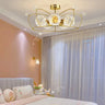 Bedroom Crown Crystal Glass Ball Semi-Flush Mount Light Image - 2