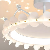 Bedroom Crystal Crown Semi-Flush Mount Ceiling Light Image - 11