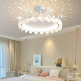 Bedroom Crystal Crown Semi-Flush Mount Ceiling Light Image - 14