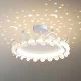 Bedroom Crystal Crown Semi-Flush Mount Ceiling Light Image - 2