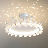 Bedroom Crystal Crown Semi-Flush Mount Ceiling Light Image - 3