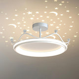 Bedroom Crystal Crown Semi-Flush Mount Ceiling Light Image - 7