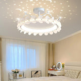 Bedroom Crystal Crown Semi-Flush Mount Ceiling Light Image - 8