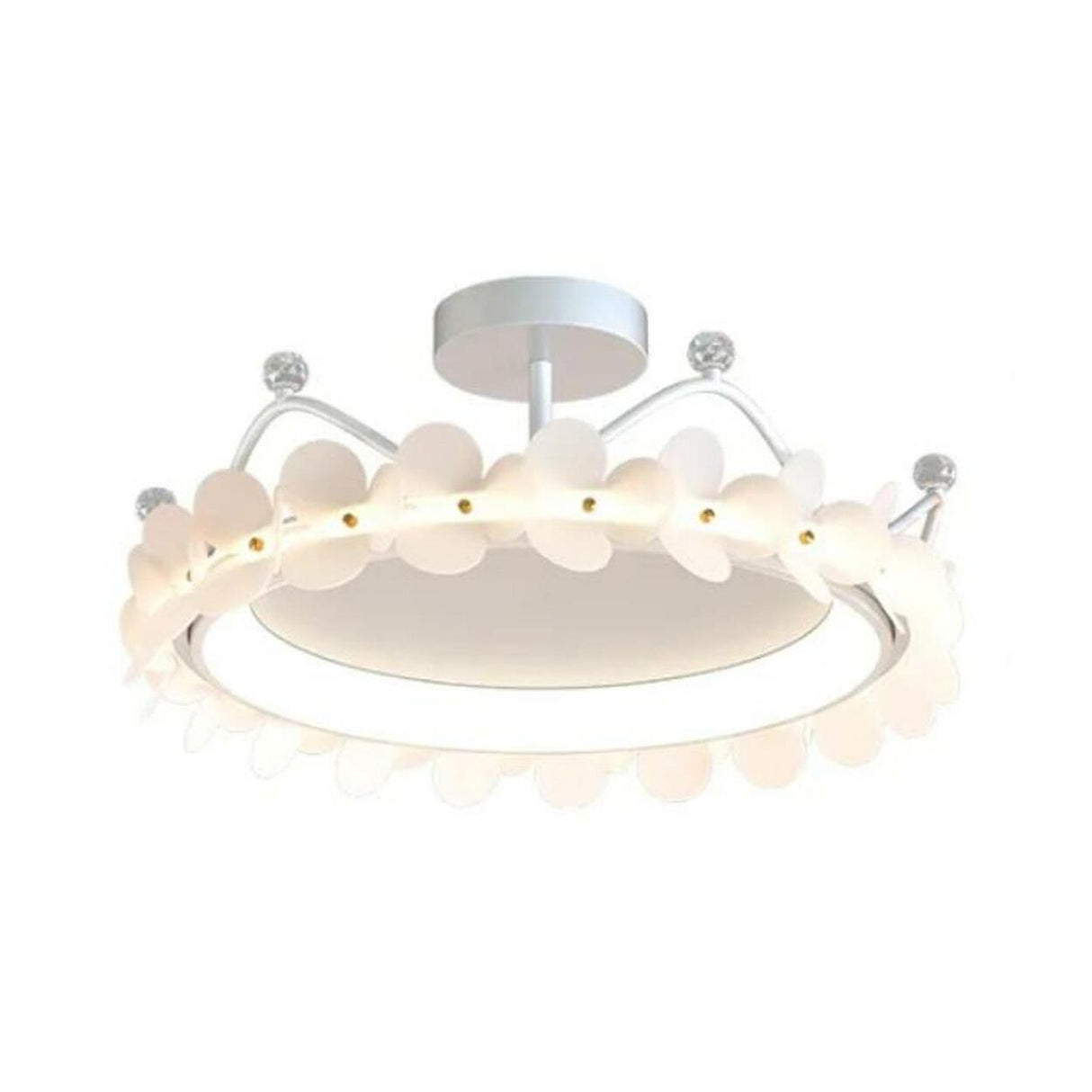 Bedroom Crystal Crown Semi-Flush Mount Ceiling Light Image - 9