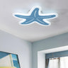 Bedroom Cute Blue Starfish Small LED Flush Mount Light Image - 1