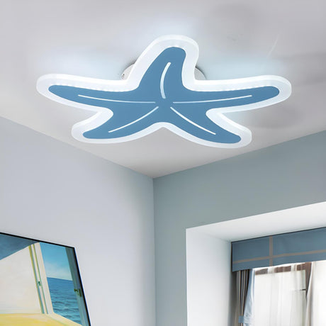 Bedroom Cute Blue Starfish Small LED Flush Mount Light Image - 2